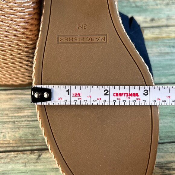 Marc Fisher Platform Slide Sandal Womens 8M Blue Suede Rope Wedge Heel Studded. - Picture 9 of 12